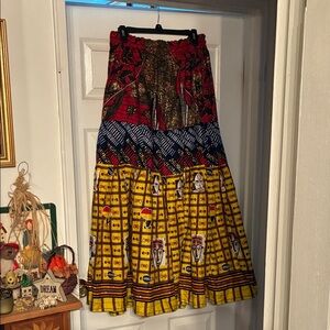 Grass-Fields Bohemian/ African themed Multicolor Maxi Skirt Used Size 10